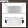imageEmpava 59 in Acrylic Freestanding Tub Hydromassage Gracefully Oval Shaped Whirlpool 8 Water Jets Soaking SPA DoubleEnded Massage Bathtub with Two Black Pillow59 Inch