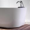 imageEmpava 59 in Acrylic Freestanding Tub Hydromassage Gracefully Oval Shaped Whirlpool 8 Water Jets Soaking SPA DoubleEnded Massage Bathtub with Two Black Pillow67 Inch