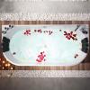 imageEmpava 59 in Acrylic Freestanding Tub Hydromassage Gracefully Oval Shaped Whirlpool 8 Water Jets Soaking SPA DoubleEnded Massage Bathtub with Two Black Pillow71 Inch