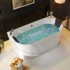 imageEmpava 59 in Acrylic Freestanding Tub Hydromassage Gracefully Oval Shaped Whirlpool 8 Water Jets Soaking SPA DoubleEnded Massage Bathtub with Two Black Pillow67inch