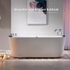 imageEmpava 59 in Acrylic Freestanding Tub Hydromassage Gracefully Oval Shaped Whirlpool 8 Water Jets Soaking SPA DoubleEnded Massage Bathtub with Two Black Pillow59 Inch