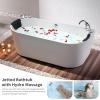 imageEmpava 59 in Acrylic Freestanding Tub Hydromassage Gracefully Oval Shaped Whirlpool 8 Water Jets Soaking SPA DoubleEnded Massage Bathtub with Two Black Pillow59 Inchold
