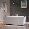 imageEmpava 59Inch Freestanding Whirlpool Bathtub Rectangular with 8 Hydromassage Adjustable Water Jets Luxury Acrylic Massage SPA Soaking Bath Tub Double Ended White