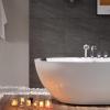 imageEmpava 67 Inch Freestanding Whirlpool Tub Hydromassage Gracefully Oval Shaped Stand Alone Jetted Bathtub with 7 Hydromassage Nozzles Boat Shape Hydromassage AcrylicETL Certified67 inch