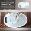 imageEmpava 67 Inch Freestanding Whirlpool Tub Hydromassage Gracefully Oval Shaped Stand Alone Jetted Bathtub with 7 Hydromassage Nozzles Boat Shape Hydromassage AcrylicETL Certified67 inch