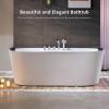 imageEmpava 67 in Acrylic Freestanding Tub Hydromassage Gracefully Oval Shaped Whirlpool 8 Water Jets Soaking SPA DoubleEnded Massage Bathtub with 2 Pillows  White