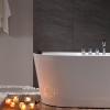 imageEmpava 67 in Acrylic Freestanding Tub Hydromassage Gracefully Oval Shaped Whirlpool 8 Water Jets Soaking SPA DoubleEnded Massage Bathtub with 2 Pillows  White