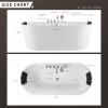 imageEmpava 67 in Acrylic Freestanding Tub Hydromassage Gracefully Oval Shaped Whirlpool 8 Water Jets Soaking SPA DoubleEnded Massage Bathtub with 2 Pillows  White
