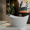 imageEmpava 67quot Freestanding Whirlpool Bathtub Oval with 8 Hydromassage Adjustable Water Jets Luxury Acrylic Massage SPA Soaking Bath Tub in White Double Ended67 Inch