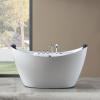 imageEmpava 67quot Freestanding Whirlpool Bathtub Oval with 8 Hydromassage Adjustable Water Jets Luxury Acrylic Massage SPA Soaking Bath Tub in White Double Ended59 Inch