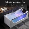 imageEmpava 67quot x 30quot Whirlpool Bathtub with Light750W Acrylic Jetted TubHydro massage with Chromatherapy11 Jets3Side Apron67 GallonsETL Certified67JT408