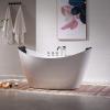 imageEmpava 68 in Acrylic Freestanding Tub Hydromassage Gracefully Oval Shaped Whirlpool 8 Water Jets Soaking SPA DoubleEnded Massage Bathtub with 2 Black Pillows  White