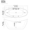 imageEmpava 68 in Acrylic Freestanding Tub Hydromassage Gracefully Oval Shaped Whirlpool 8 Water Jets Soaking SPA DoubleEnded Massage Bathtub with 2 Black Pillows  White