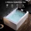 imageEmpava 71 in Acrylic Alcove Whirlpool Bathtub  Hydromassage Rectangular Jetted Soaking Tub with Right Side Drain  3Side Apron  Waterfall Faucet  White