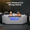 imageEmpava PRO Series 71quotx48quot Whirlpool Tub  Heated Bubble Spa for 2 with Thermostatic Control ampamp Chromotherapy  Acrylic Freestanding Soaking Bathtub White ETL CertifiedPRO03