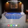 imageEmpava PRO Series Model Jetted Tub Freestanding Whirlpool Bathtub  71quotx48quot Heated Bubble for 2  Thermostatic Control ampamp Chromotherapy Lighting  White Acrylic ETL Certified