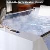 imageEmpava PRO Series Model Jetted Tub Freestanding Whirlpool Bathtub  71quotx48quot Heated Bubble for 2  Thermostatic Control ampamp Chromotherapy Lighting  White Acrylic ETL Certified