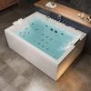 imageEmpava PRO Series Whirlpool Tub 71quot x 51quot Jetted Bathtub for 2 Person Hydro Massage ampamp Chromatherapy 3 Side Apron Acrylic Spa Tub with Waterfall Faucet Dual Drain 3430W ETL Certified
