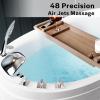 imageEmpava Whirlpool Tub59 in Freestanding Air Jetted Bathtub Japanese Soaking Tub with PreMolded Seat 48 Air Jets for SpaLike Relaxation Glossy White Luxury Acrylic Design