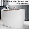 imageEmpava Whirlpool Tub59 in Freestanding Air Jetted Bathtub Japanese Soaking Tub with PreMolded Seat 48 Air Jets for SpaLike Relaxation Glossy White Luxury Acrylic Design