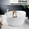 imageEmpava Whirlpool Tub59 in Freestanding Air Jetted Bathtub Japanese Soaking Tub with PreMolded Seat 48 Air Jets for SpaLike Relaxation Glossy White Luxury Acrylic Design