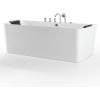 imageWhirlpool Bathtub 67 in Acrylic Freestanding Bath Tub Hydromassage Gracefully Rectangle Shaped 8 Water Jets Soaking SPA DoubleEnded Massage Bathtubs with Black Pillows  White