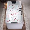 imageWhirlpool Bathtub 67 in Acrylic Freestanding Bath Tub Hydromassage Gracefully Rectangle Shaped 8 Water Jets Soaking SPA DoubleEnded Massage Bathtubs with Black Pillows  White