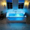 image67quot Whirlpool Hydro Massage Tub with Chromatherapy Hydrotherapy Jetted Bathtub with Glass Panel Acrylic Spa Tub with Center Drain White