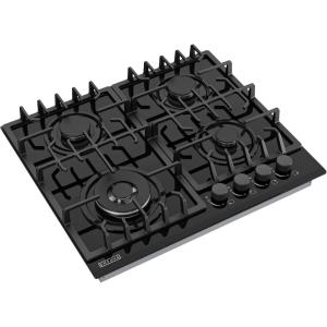 imageEmpava 24 in Gas Stove Cooktop 4 Italy Sabaf Sealed Burners NGLPG Convertible Tempered Glass in Black 24 Inch Stainless Steel