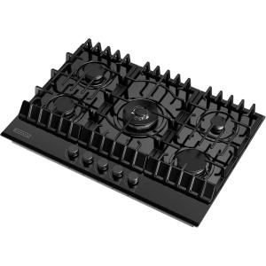 imageEmpava 30 in Gas Stove Cooktop 5 Italy Sabaf Sealed Burners NGLPG Convertible in Black Tempered Glass 30 Inch