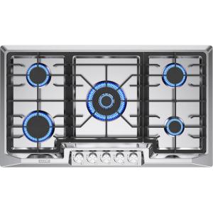 imageEmpava 36 in Gas Stove Cooktop 5 Italy Sabaf Sealed Burners NGLPG Convertible in Stainless Steel 36 Inch