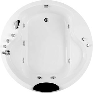 imageEmpava 59 in Right Drain Acrylic Round Freestanding Whirlpool Bathtub in White