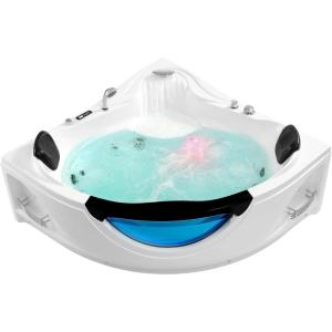 imageEmpava Corner Whirlpool Bathtub with Heater2 Person Jetted Tub with LightSpa Hydromassage with ChromatherapyAcrylic59 in