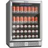 imageEmpava 24in Beverage Refrigerator 140 Can Capacity Builtin Counter or Freestanding Fridge with LED Light and Reversible Glass Door Digital Display 24 Inch Stainless Steel