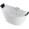 imageEmpava 59 in Acrylic Freestanding Tub Hydromassage Gracefully Oval Shaped Whirlpool 8 Water Jets Soaking SPA DoubleEnded Massage Bathtub with 2 Black Pillows  White