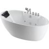 imageEmpava 59quot Freestanding Whirlpool Bathtub  560W Stand Alone Jetted Tub with 7 Hydromassage NozzlesLarge Recline Angle Boat Shape AcrylicETL Certified