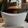 imageEmpava 59quot Freestanding Whirlpool Tub with Center DrainStand Alone Bathtub with 8 Hydromassage Jets BoatShaped DesignAcrylicETL CertificatedWhite