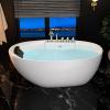imageEmpava 59quot x 28quot Freestanding Whirlpool Tub Stand Alone Jetted Bathtub Boat Shape with Large Recline Angle Hydromassage Adjustable Water NozzlesAcrylicETL Certified