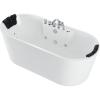 imageEmpava 67 in Acrylic Freestanding Tub Hydromassage Gracefully Oval Shaped Whirlpool 8 Water Jets Soaking SPA DoubleEnded Massage Bathtub with 2 Pillows  White