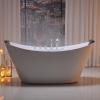 imageEmpava 67quot Freestanding Whirlpool Bathtub Oval with 8 Hydromassage Adjustable Water Jets Luxury Acrylic Massage SPA Soaking Bath Tub in White Double Ended67 Inch