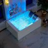 imageEmpava 72quot x 48quot Whirlpool Tub 2 Person Jetted Bathtub Hydro Massage ampamp Chromatherapy ETL Certified 3 Sided Apron Acrylic  1125 Watt 110 Gallons Left Drain72 InchJT367LEDNew