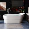 imageEmpava Bathtub 67quot Soaking Tub Acrylic Free Standing Tub with Center Drain and Overflow Contemporary Design Bathtub for Bathroom cUPC Certified Glossy WhiteEnd Drain Bathtub