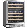 imageEmpava Chiller 15 inch Mini Double Fridge Built in or Freestanding Wine Cooler Stainless Steel Glass Door Quiet Operation Compressor Adjust Temperature 29 Bottles Dual Zone SilverWC04D