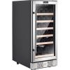 imageEmpava Cooler Refrigerator 15 inch Mini Single Zone Fridge for 31 Bottles Built in or Freestanding Compressor Wine Chiller Glass Door for Home Office Bar in Stainless Steel Black
