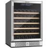 imageEmpava Cooler Refrigerator 24 inch Fridge Built in or Freestanding Compressor Wine Chiller Glass Door for Home Office Bar in Stainless Steel 52 Bottles Single Zone Silver