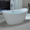 imageEmpava Freestanding Bathtub Flatbottom Acrylic Soaking Tub Contemporary Stand Alone Design with Brushed Nickel Drain ampamp Overflow Glossy White cUPC Certified 59 InchArt Deco