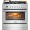 imageEmpava Gas Range Convection Oven 43 Cu Ft with Touch Timer 5 Deep Recessed Burners Cooktop Heavy Duty Continuous Grates in Stainless Steel Freestanding ampamp Slidein36 Inch