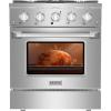 imageEmpava Gas RangeTrue Convection Oven 455 Cu Ft 5 Deep Recessed Burners Cooktop Heavy Duty Continuous Grates in Stainless Steel with Storage Drawer Freestanding ampamp Slidein30 InchContemporary