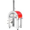 imageEmpava Outdoor Pizza Oven with Open Shelf and Wheels Portable Wood Fired for Grill ampamp Outside Camping Backyard Party in Stainless Steel 386Inch Italian Red