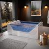 imageEmpava PRO Series Model Jetted Tub Freestanding Whirlpool Bathtub  71quotx48quot Heated Bubble for 2  Thermostatic Control ampamp Chromotherapy Lighting  White Acrylic ETL Certified